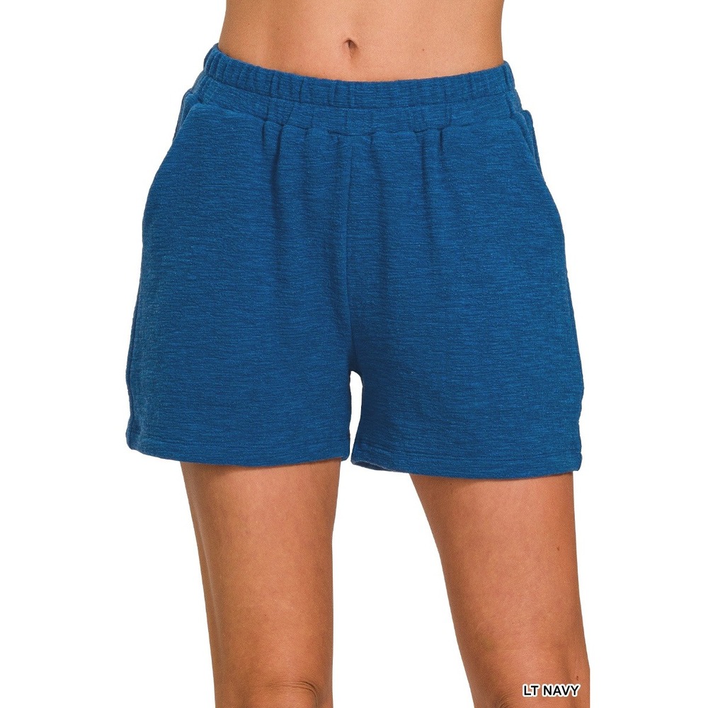 Zenana Cotton Slub Short Pants Womens Small Lt Blue NWT Casual